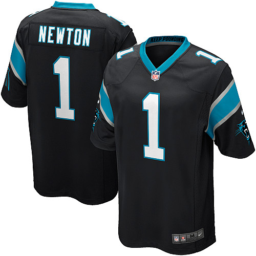 Men's Game Cam Newton Nike Jersey Black Home - #1 NFL Carolina Panthers